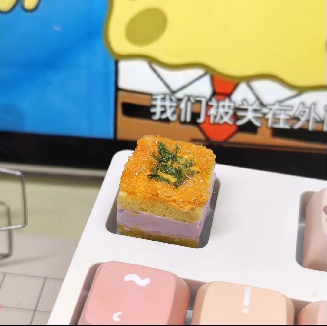 Original Cute Cake Keycap Kawaii Clay Keyboard Caps Custom Handmade Game Artistic Keycaps for Mechanical Keyboard Gift MX Switch