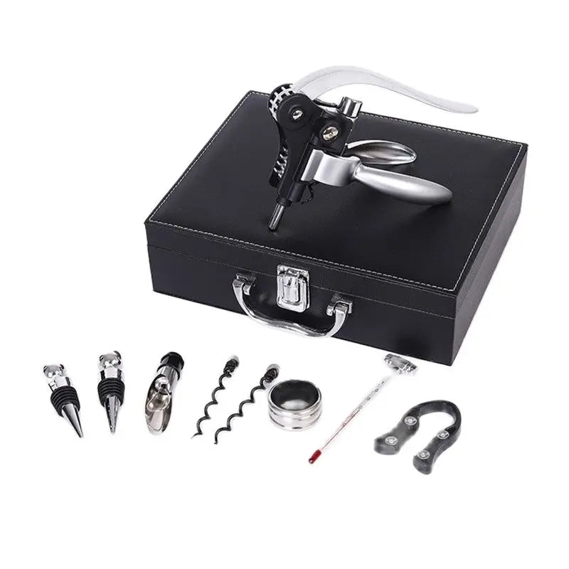 Wine Opener Rabbit Wine Corkscrew Set Bottle Opener Set With Wooden Leather Box